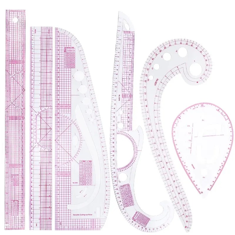 Sewing Gauge Ruler - Règle de courbe française, 6 pièces,